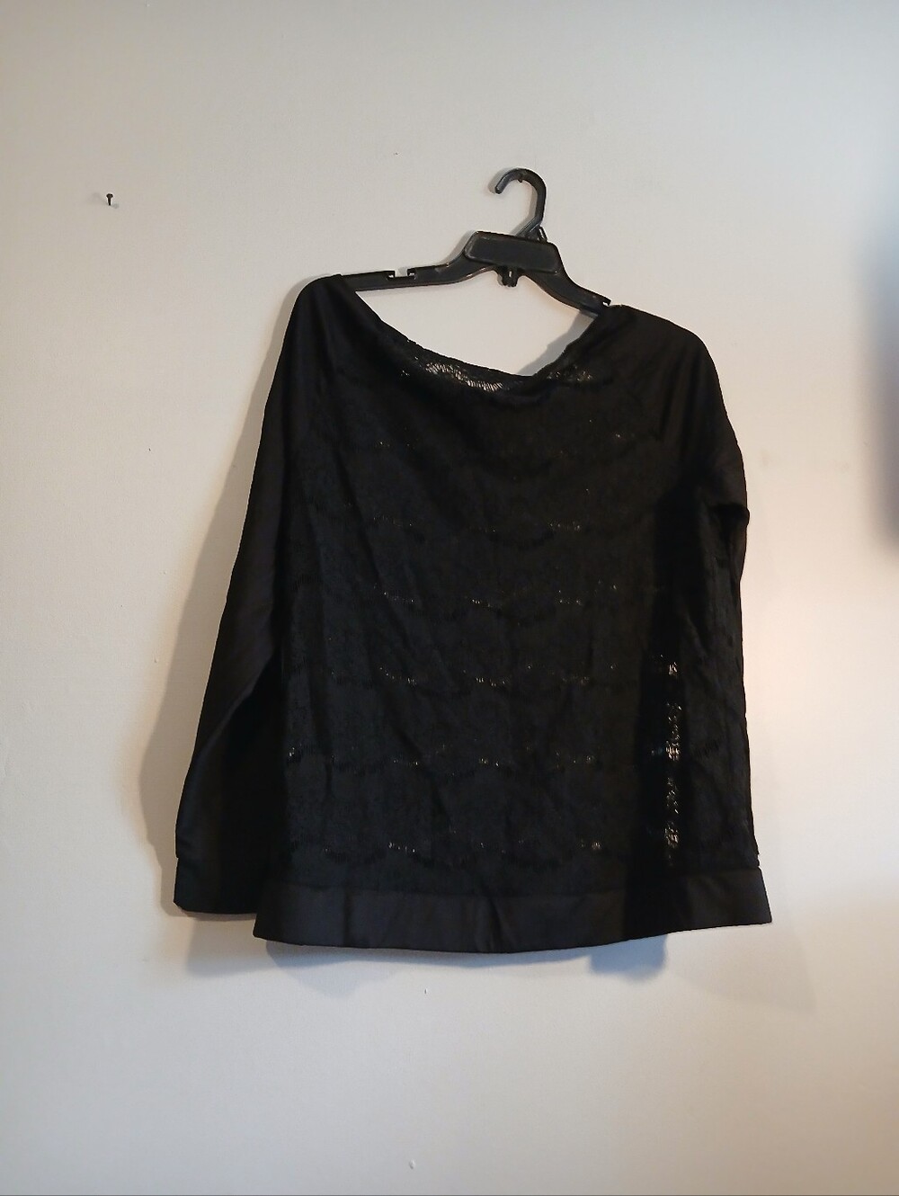 Poetic Justice Black Off The Shoulder Lace And Opaque Womens Top. Size 1X - Picture 6 of 9